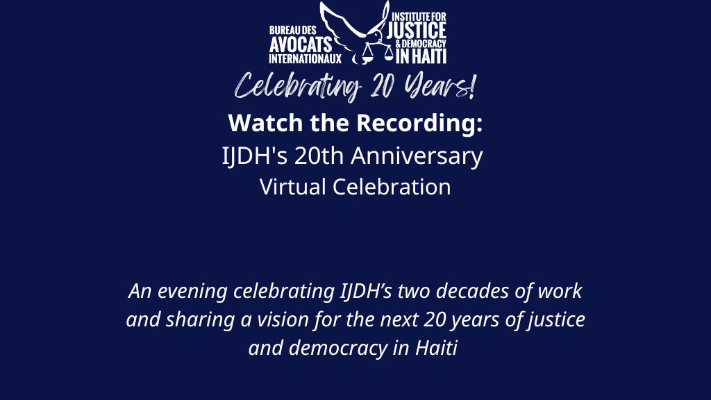 Read more about the article IJDH 20th Anniversary Virtual Event: 20 Years of Building Justice Together